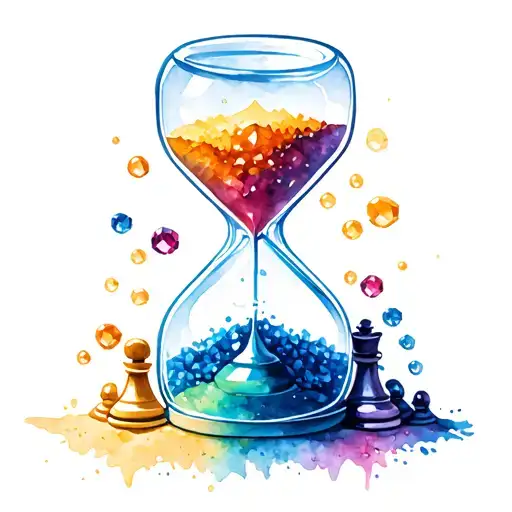 Hourglass Made Of Chess Pieces With Small Jewels As The Sand Inside