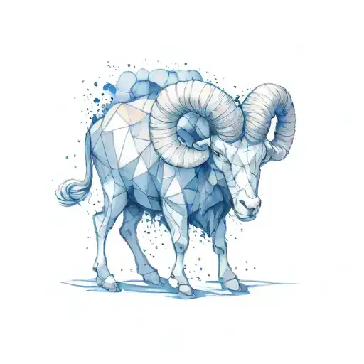 Aries In Half Realistic And Half Geometric Style
