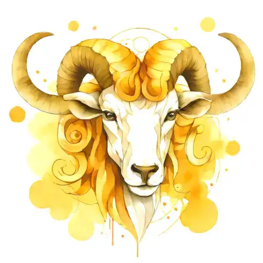 Aries In Half Realistic And Half Geometric Style
