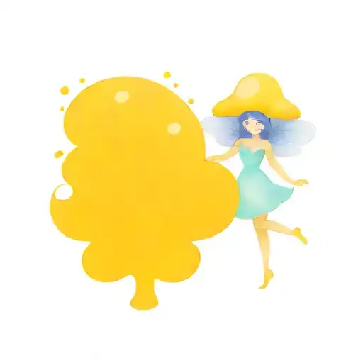 Cute Personified Trippy Mushroom Fairy Princess In Blues And Purple