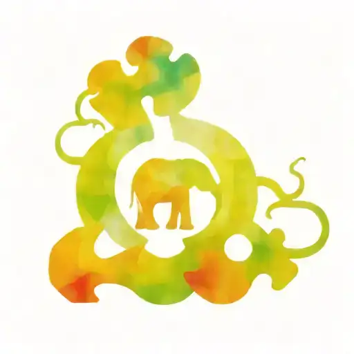 Elephant Head Infinity Symbol And Hearth Abstract Representation With Puzzle Uneven