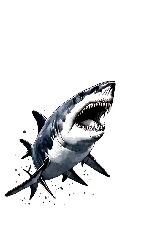 Great White Shark In Black And White