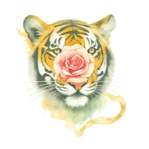 Tiger With Rose In Its Mouth