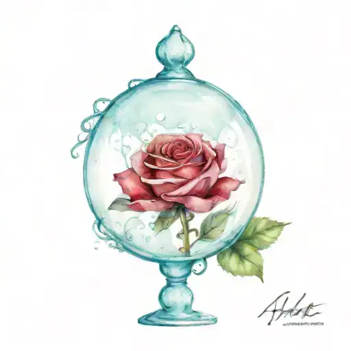 A Red Rose Under A Glass Dome