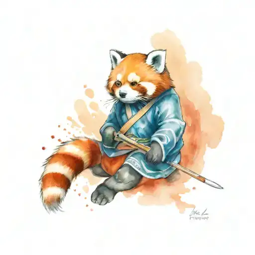 Red Panda Samurai Warrior