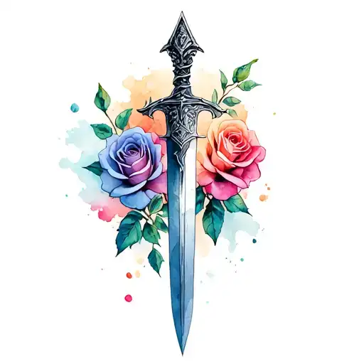 Dagger With Roses Growing