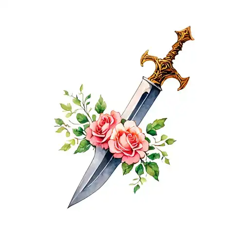Elegant Dagger With Roses Wrapped