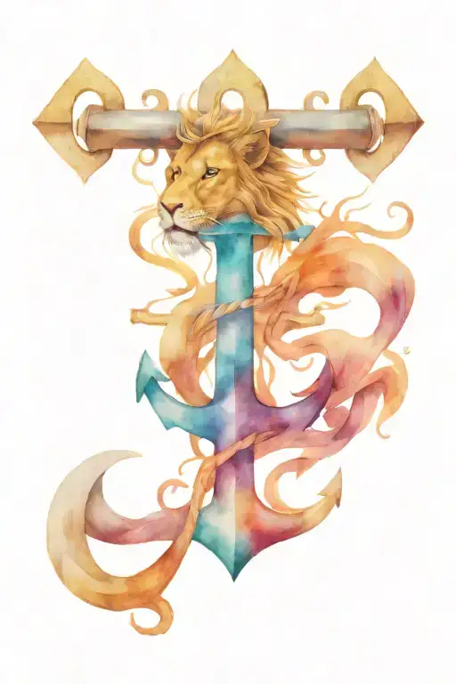 Naval Anchor With Lion Head Profile Holding