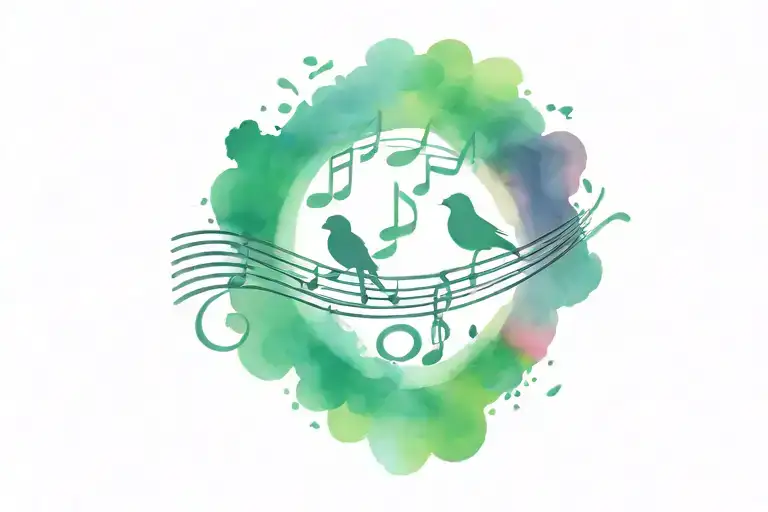 Music Notes Into Birds Flying Away