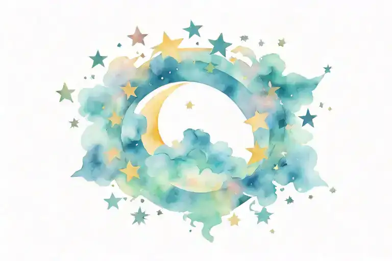 Moon And Stars Forming The Shape