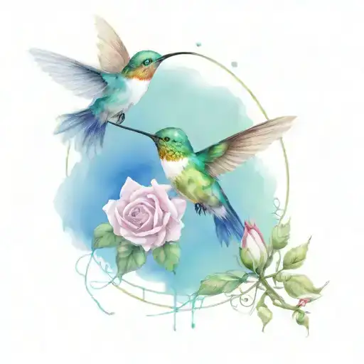 Hummingbird Butterfly Roses Surrounded