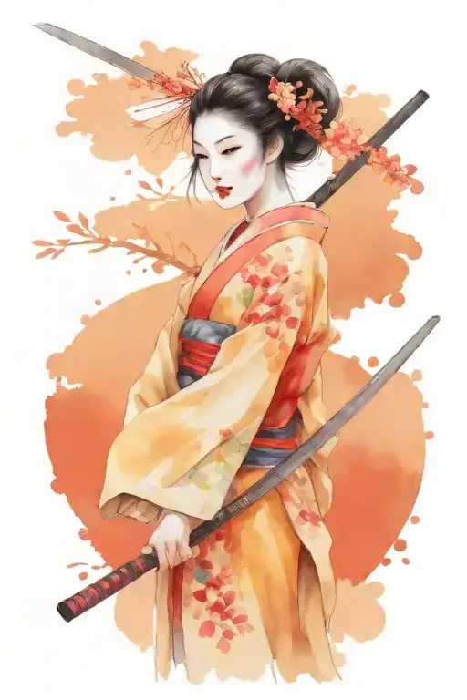 Geisha Holding A Katana