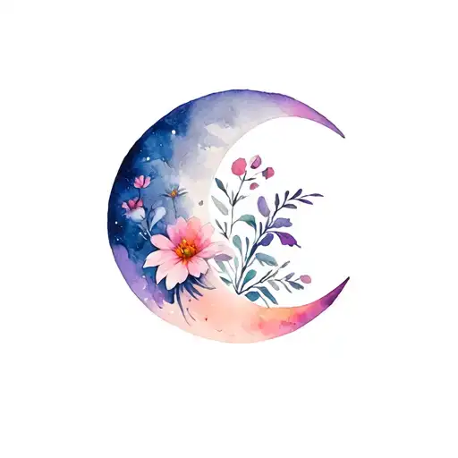 Flowers Moon Month Spiritual Symbol Merging