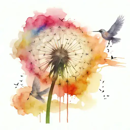 Dandelion Blowing To Birds Flying Away