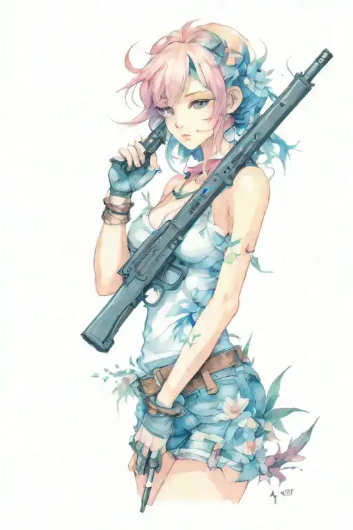 Anime Girl With Gun Thorns