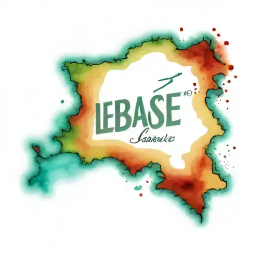 Lebanese Map In Red With Arabic Calligrapgy Writen Lebanon In Arabic