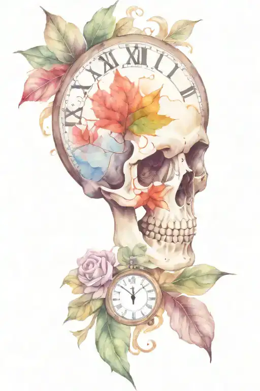 Clock Leaf Around Skull