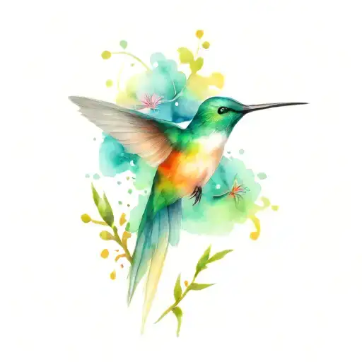 Hummingbird And Flowers Surrounding