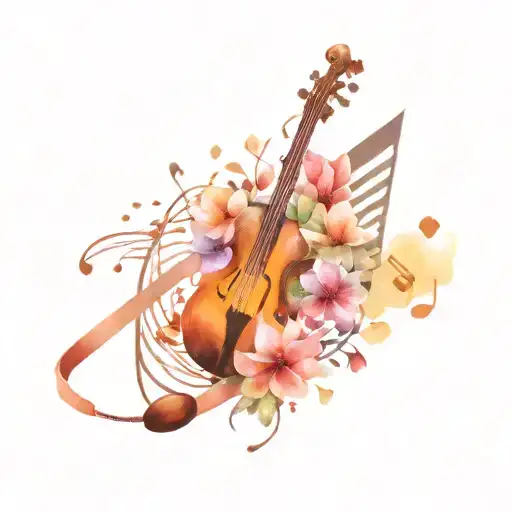 Flowers And Music Notes Intertwined And Forming Into An Actual Song