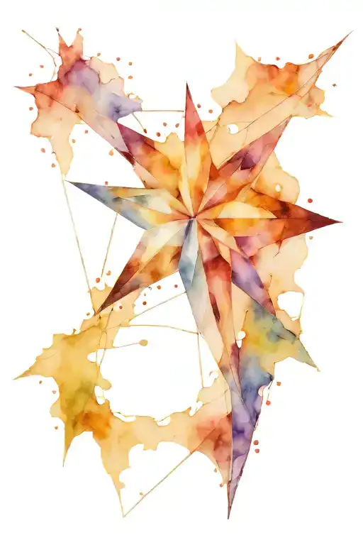 Four Pointed Star With Cracks Coming