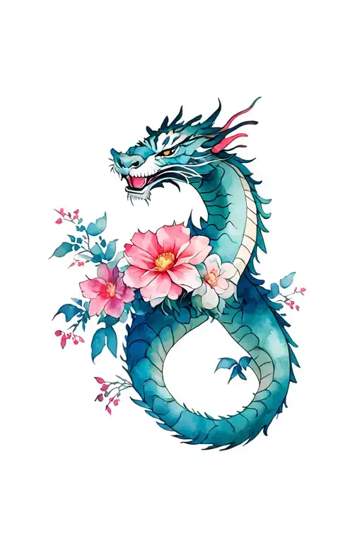 Dragon Tiger Sakura Flowers