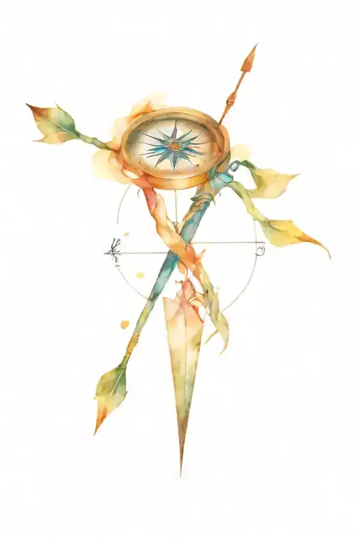Compass With An Arrow Going Through It With A Snake Wrapped Around The Arrow