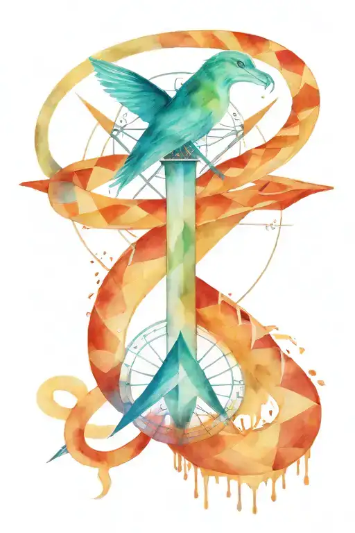 Compass With An Arrow Going Through It With A Snake Wrapped Around The Arrow