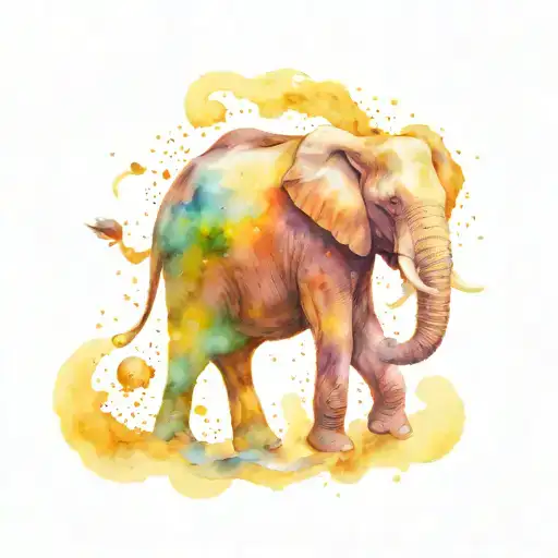 Elephant Spitting Water Into Sky Becomes Galaxy Filled