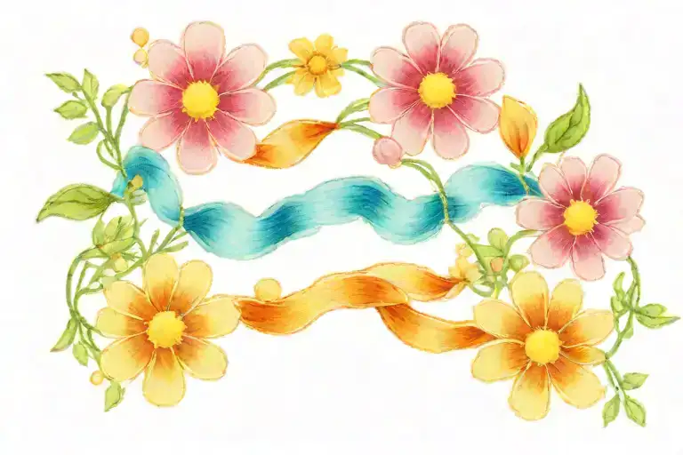 Colorful Daisy Chain Embroidery Ribbon