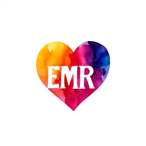 Initials 'Emr' Inside A Multicoloured Abstract Heart Shape