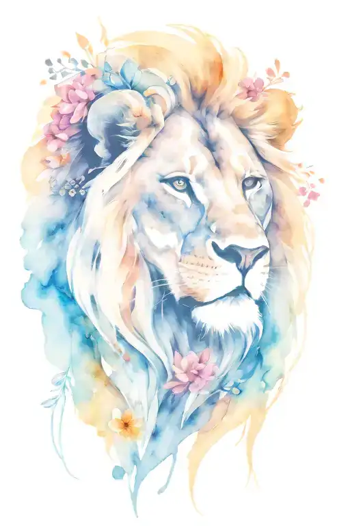 Lion With Flowers