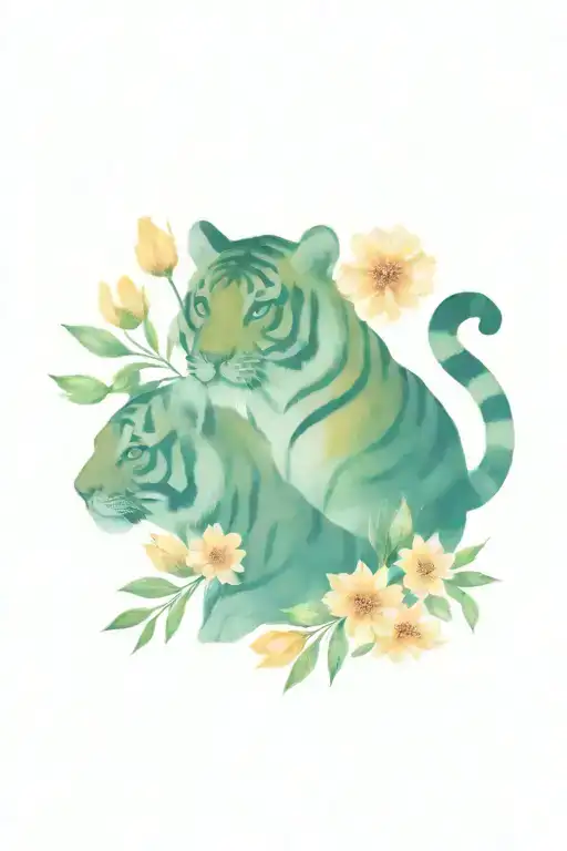 Tiger 3 Cubs Flowers