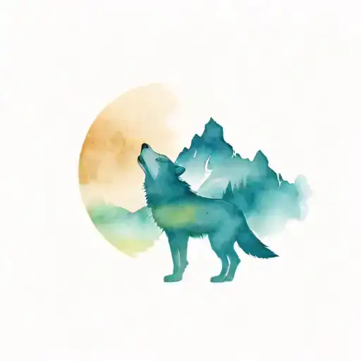 Mountains Wolf Howling At The Moon