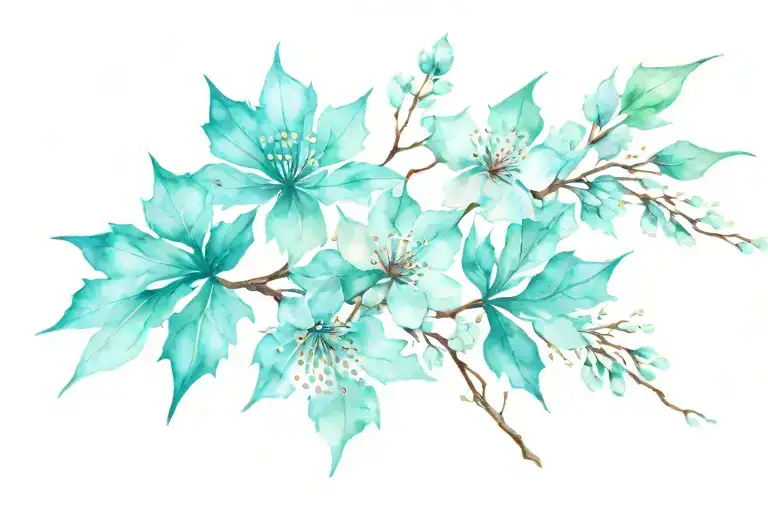 Cherry Blossoms And A Maple Leaf Intertwined