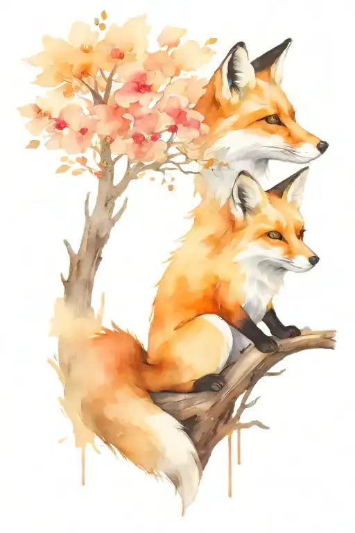 Fox Sitting On A Log Looking Up