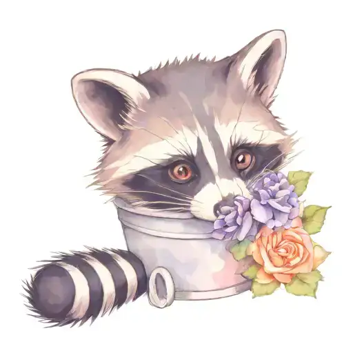 Raccoon Crawling From A Trashcan Semicolon Symbol Formed