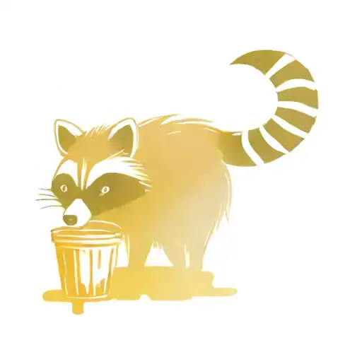 Raccoon Crawling From A Trashcan Semicolon Symbol Formed
