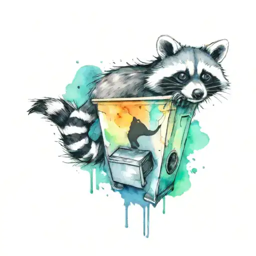 Raccoon Crawling From A Trashcan Semicolon Symbol
