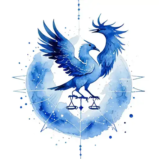 Libra Constellation And Phoenix Bird