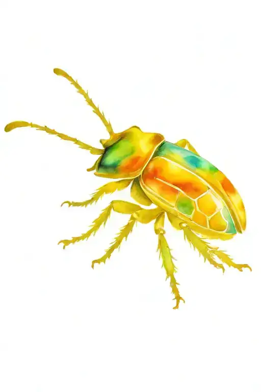 Dotwork Watercolor Geometry Knife Beetle