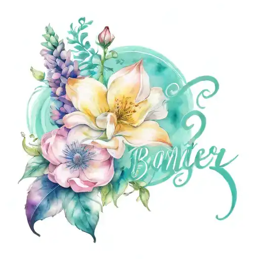 Bankston Ryder In Script Font Surrounded By Flowers Intertwined