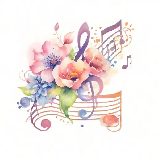 Music Notes And Flowers