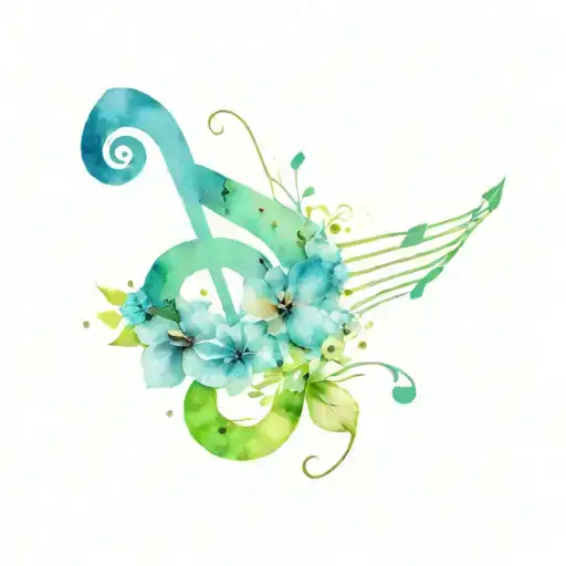Music Notes And Flowers
