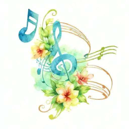 Music Notes And Flowers