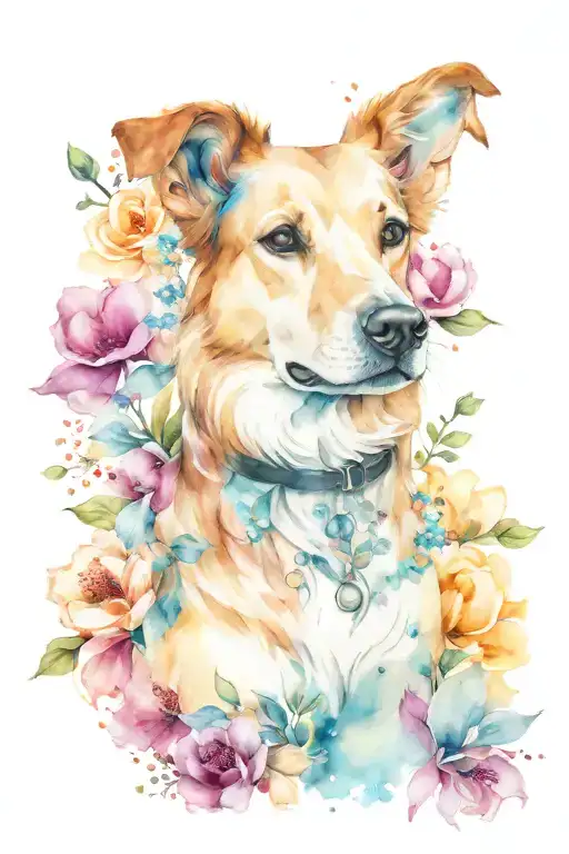 Dog And Flowers