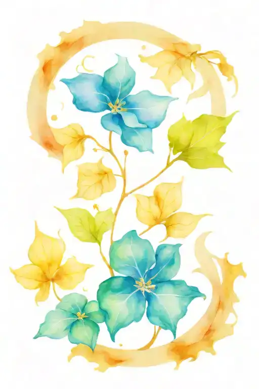 Ivy Moon With Hydrangea Petals Forming The Shape