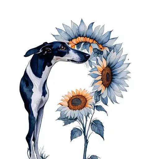 Greyhound Dog Sunflower