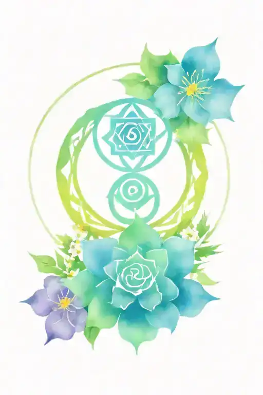 Chakra Symbol Surrounded By Flowers For Sept And May