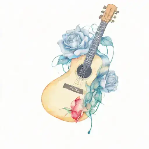 Rose And Guitar Intertwined