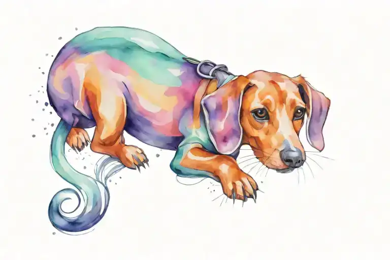 Wiener Dog Wrapped Around Ankle Band